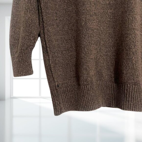 BCBGeneration Brown Tan Ribbed V-Neck Sweater, Exposed Seams, Size XXS - Cotton - Picture 9 of 14